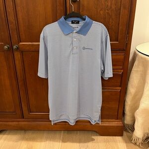Men's Blue Striped Polo Shirt